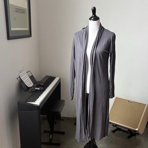 SLSF Lightweight Open-Front Long Cardigan Jacket - Gray